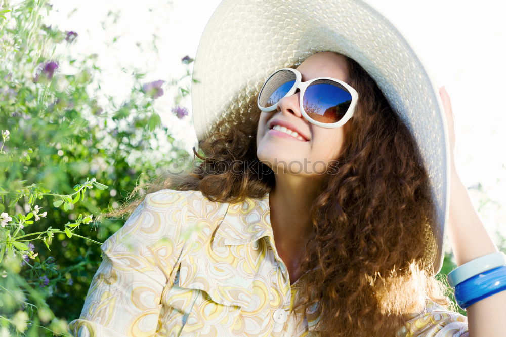 Similar – Image, Stock Photo Portrait of caucasian women standing in front of yellow wall