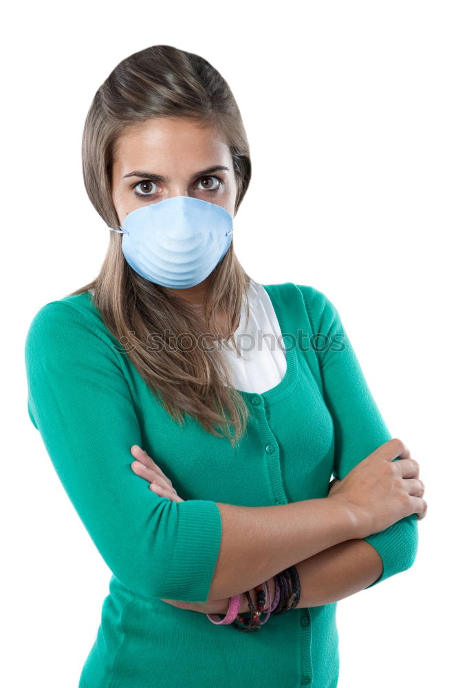 Similar – woman wearing an anti-virus protection mask to prevent flu infection, allergies, virus protection, COVID-19, and corona virus pandemic disease 2019