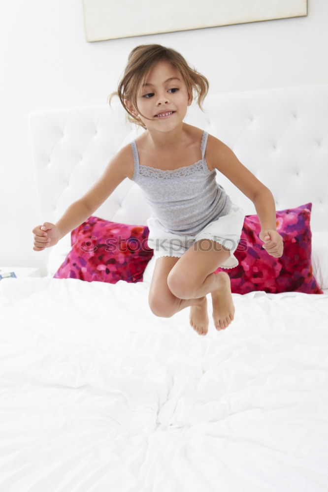 Similar – Image, Stock Photo happy child girl wake up in the early morning