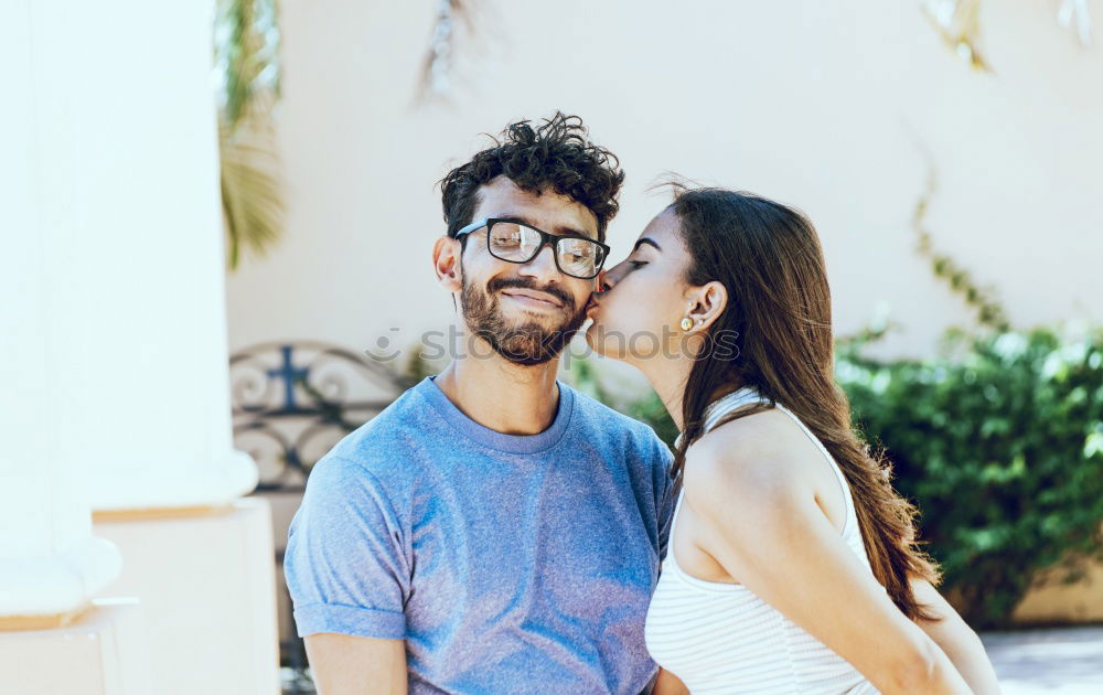 Similar – Couple standing at bus