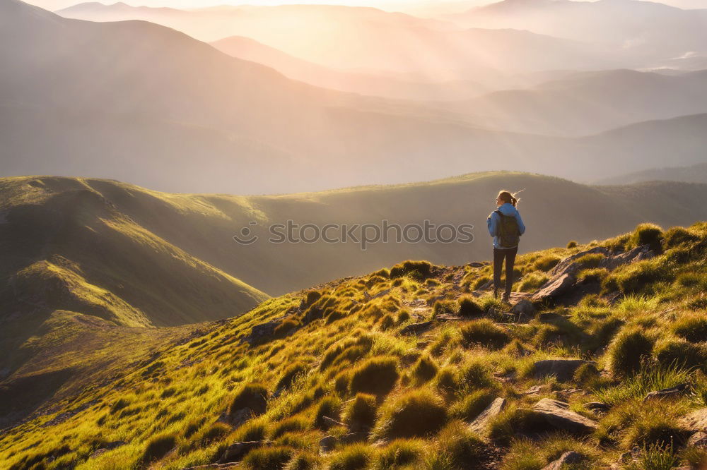 Similar – Image, Stock Photo Sunrise | Hiking | Summit | Alps