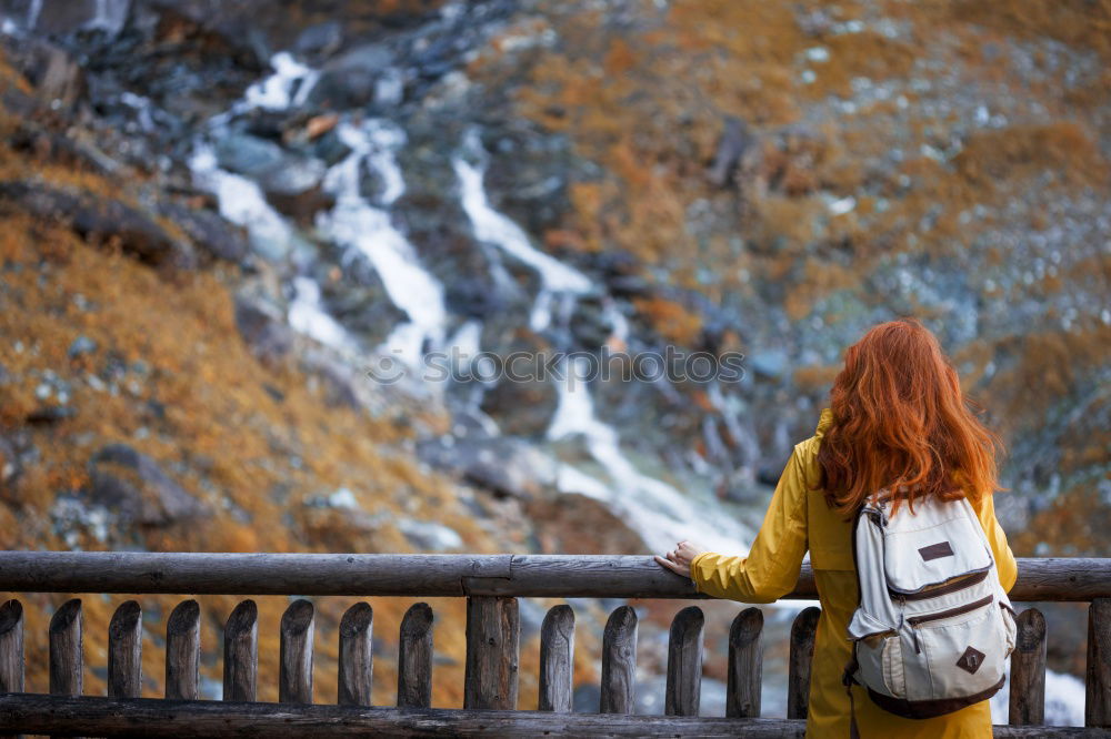 Similar – Image, Stock Photo Woman in front of the Geierlay suspension bridge in autumn