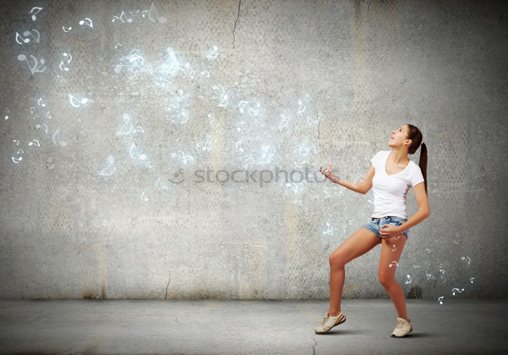 Similar – athletic woman doing her stretching routine