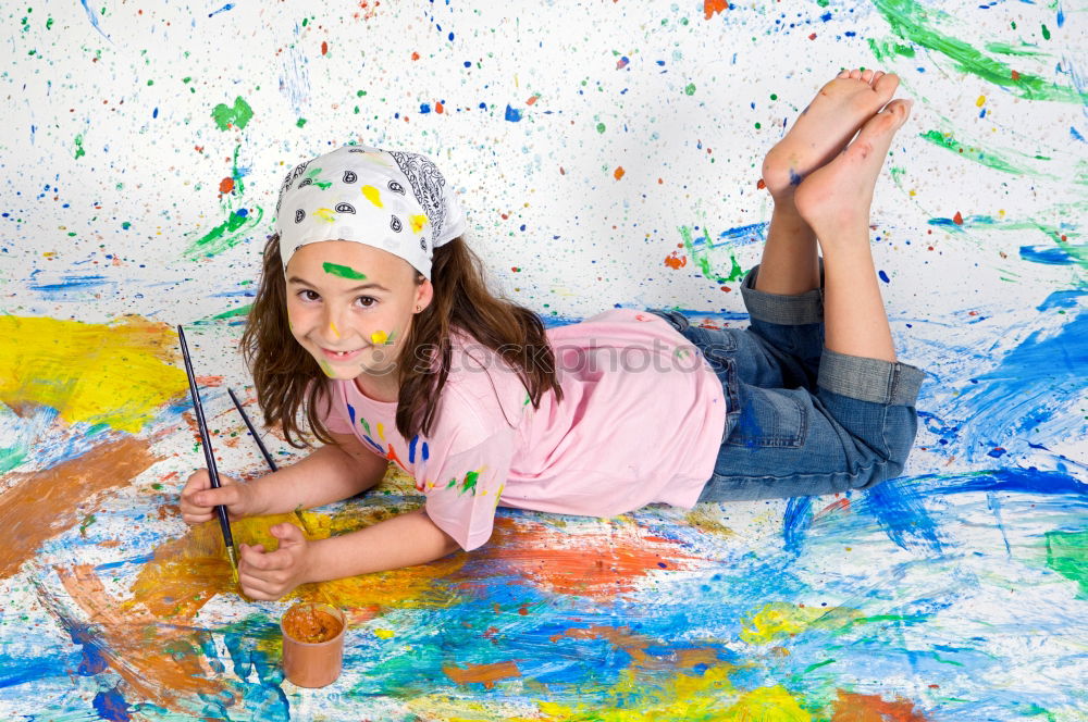 Similar – Young cute woman with paint in her face