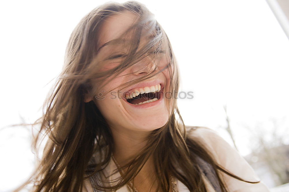 Similar – Image, Stock Photo Happy blonde girl in urban background