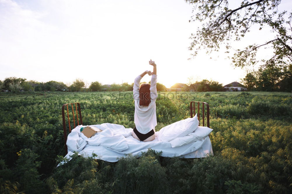 Similar – Woman in middle of wheat field