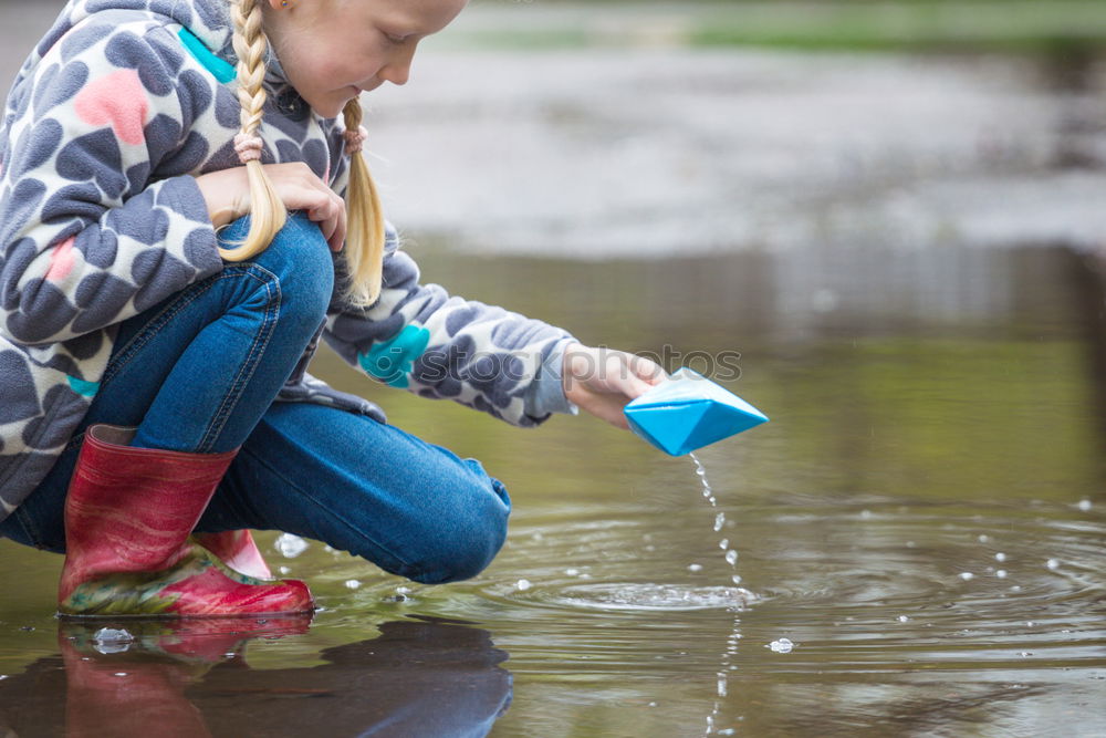 Similar – Image, Stock Photo pond time Joy Trip Child