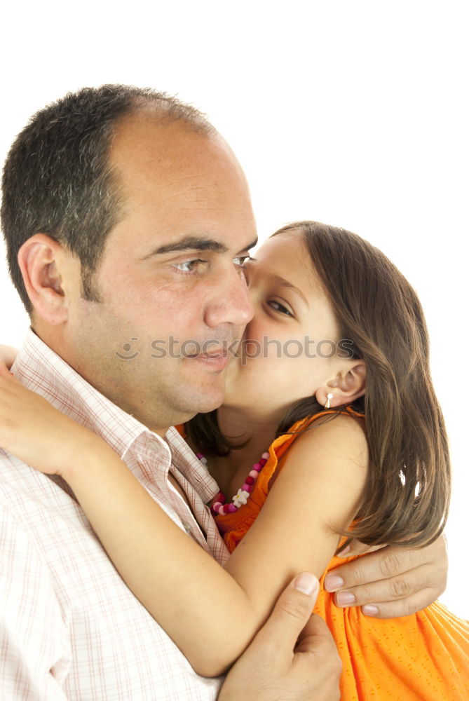 Similar – Father and daughter playing at home. Little girl closing dads eyes with hands and laughing. Family fun together