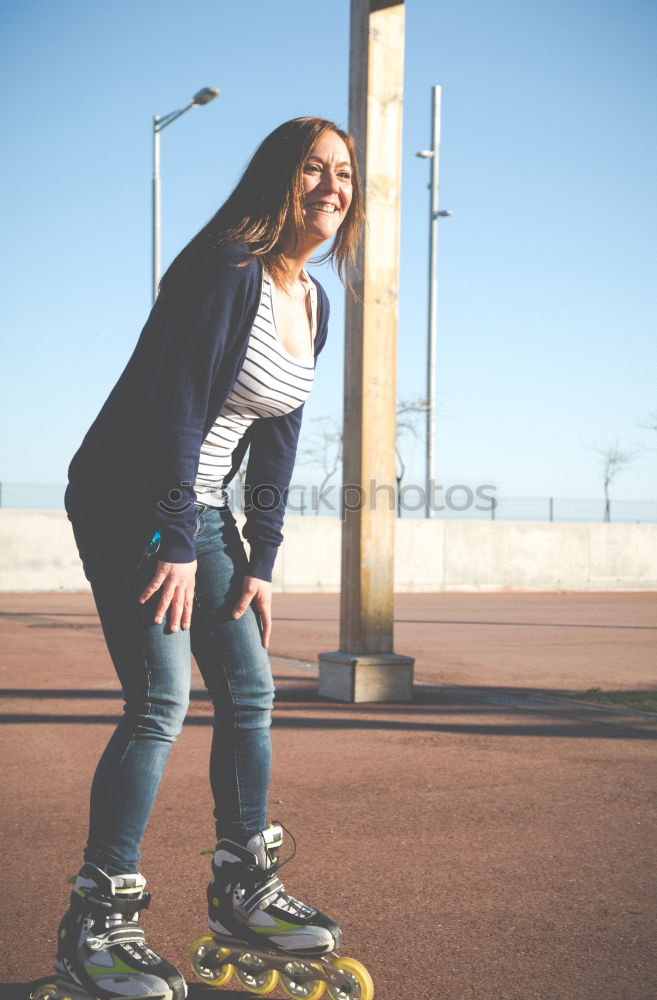 Similar – Image, Stock Photo Cool skateboard woman at a public graffiti park