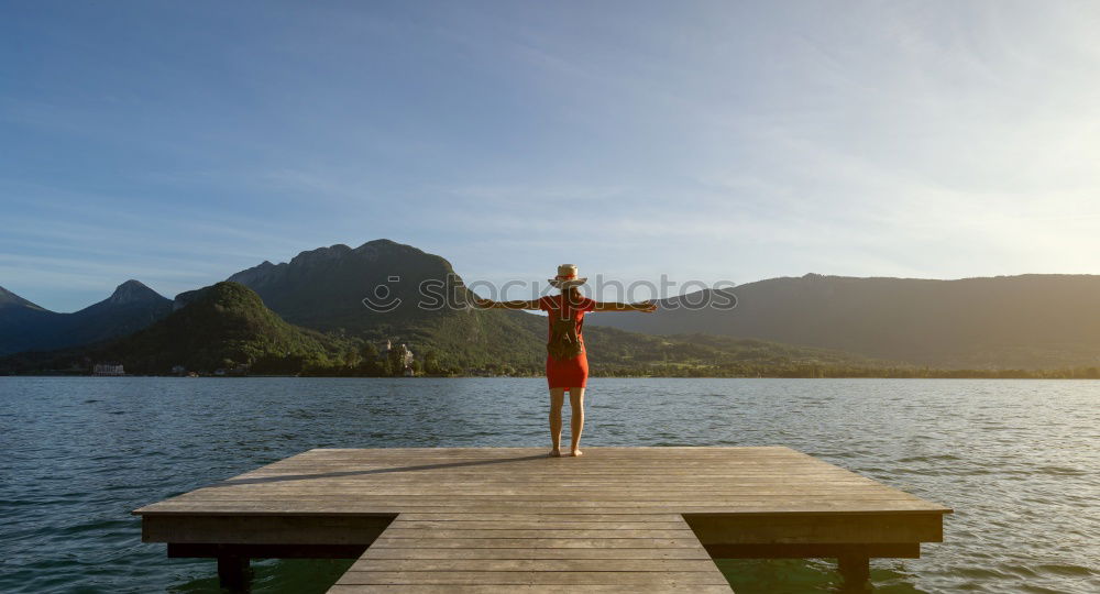 Similar – Man meditating on poolside