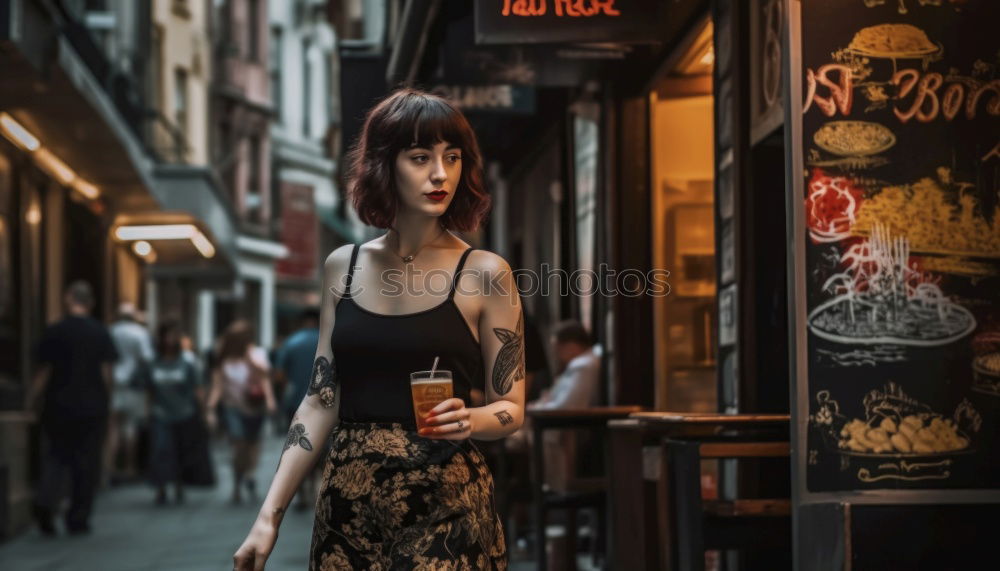 Similar – Image, Stock Photo Couple standing on street