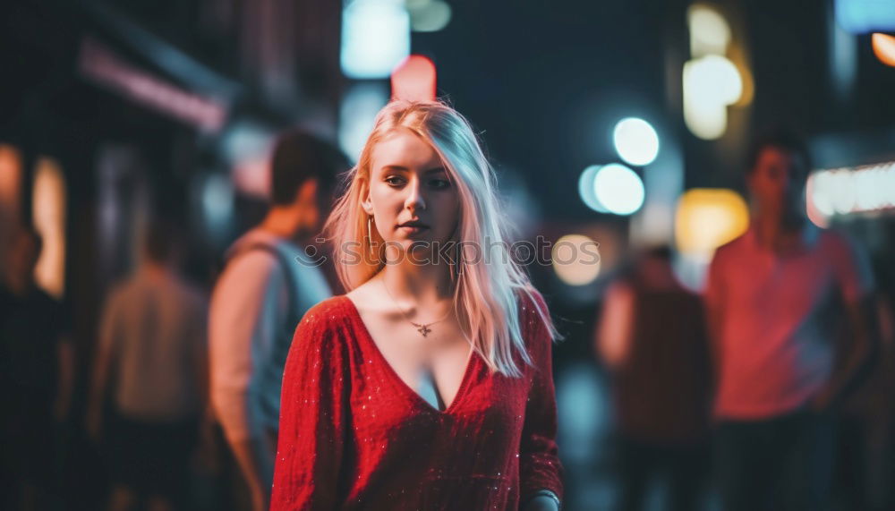 Similar – Portrait of a young blonde woman gesturing