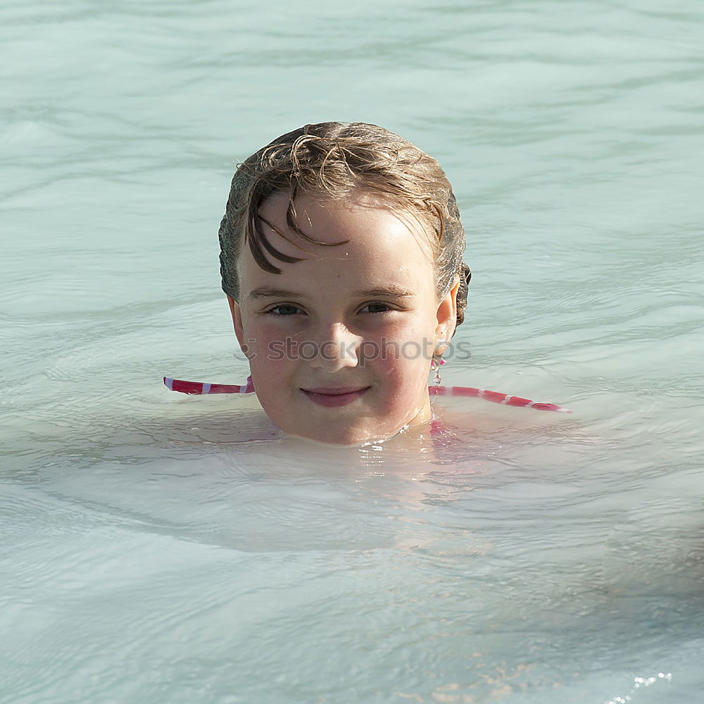 Similar – Image, Stock Photo Funny blond boy in the pool