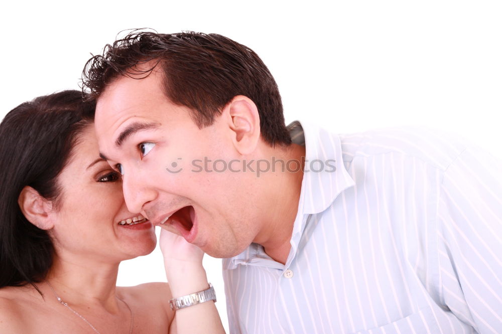 Similar – Image, Stock Photo Mixed Race couple taking funny selfie with phone together