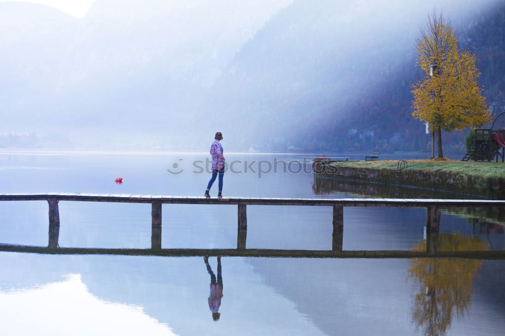 Similar – Image, Stock Photo Woman on bridge in alpine scenery