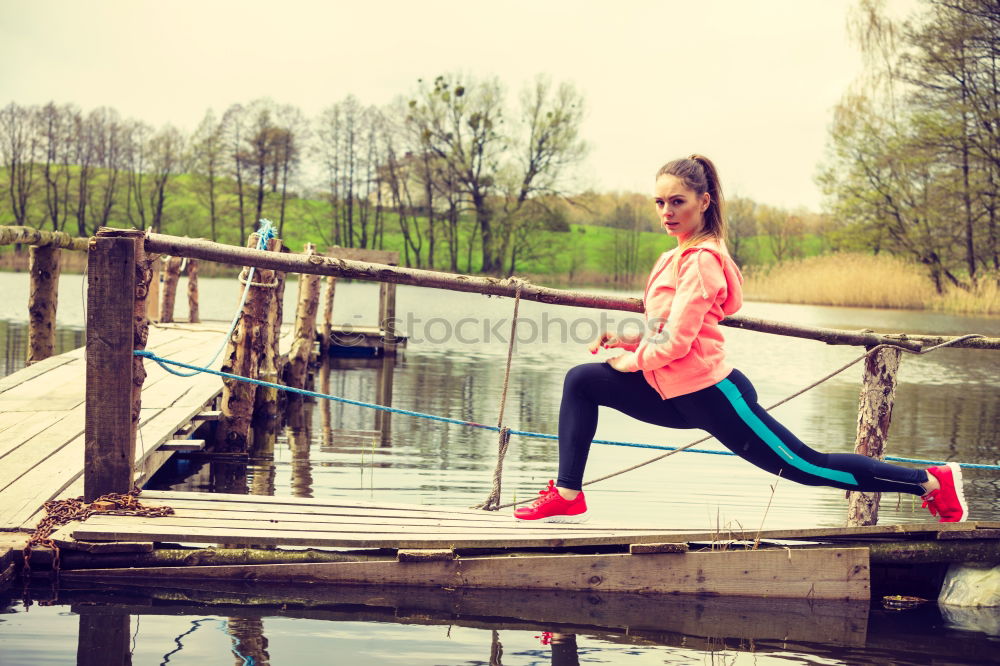 Similar – Image, Stock Photo blonde woman running in park