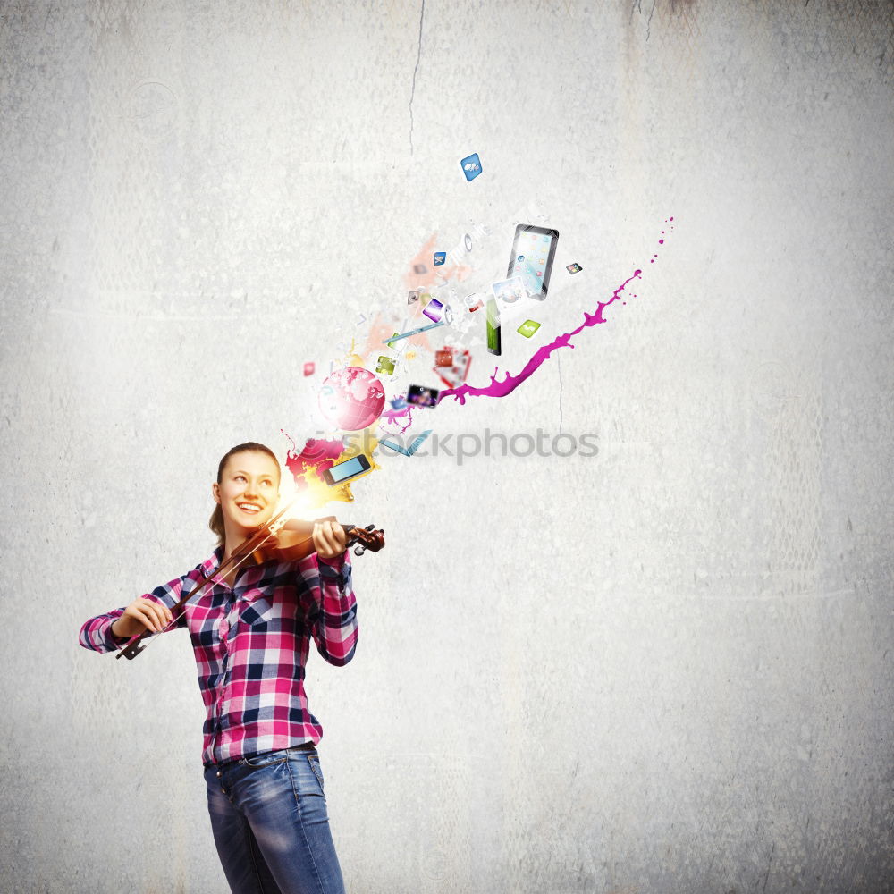 Similar – Image, Stock Photo A girl stretching arms and throwing Color powder