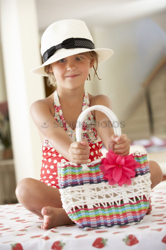 Similar – Image, Stock Photo happy toddler girl playing in kitchen