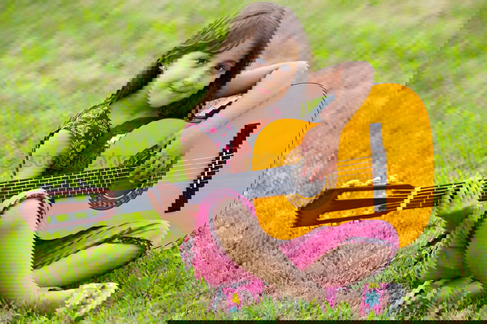 Similar – Image, Stock Photo Girl with a guitar Music