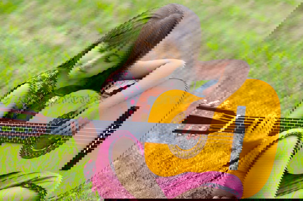 Similar – Image, Stock Photo Girl with a guitar Music