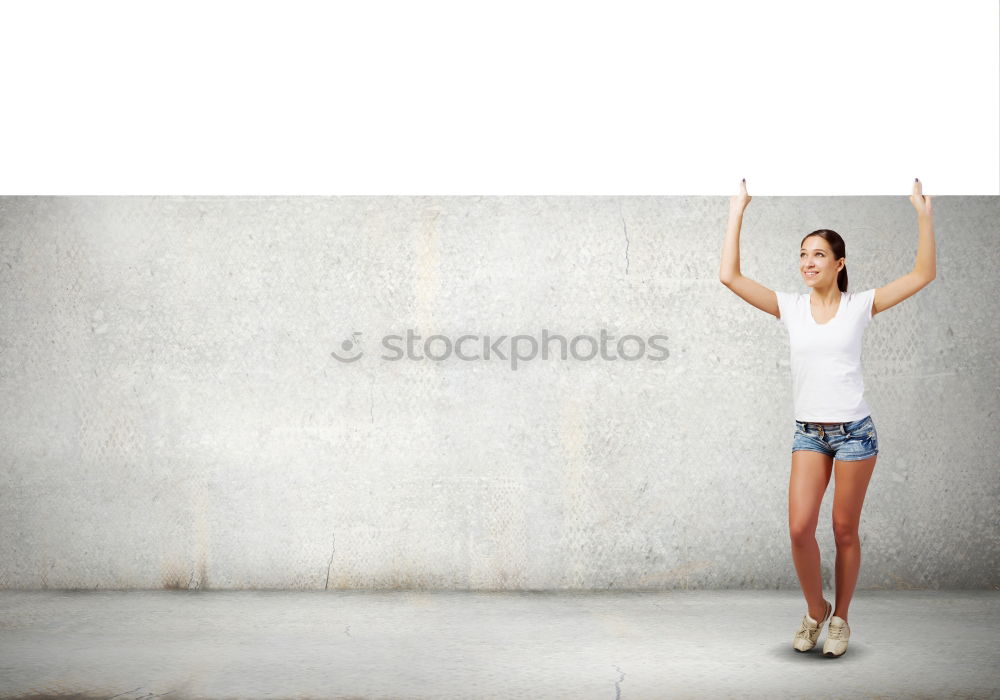 Similar – female runner jumping for joy