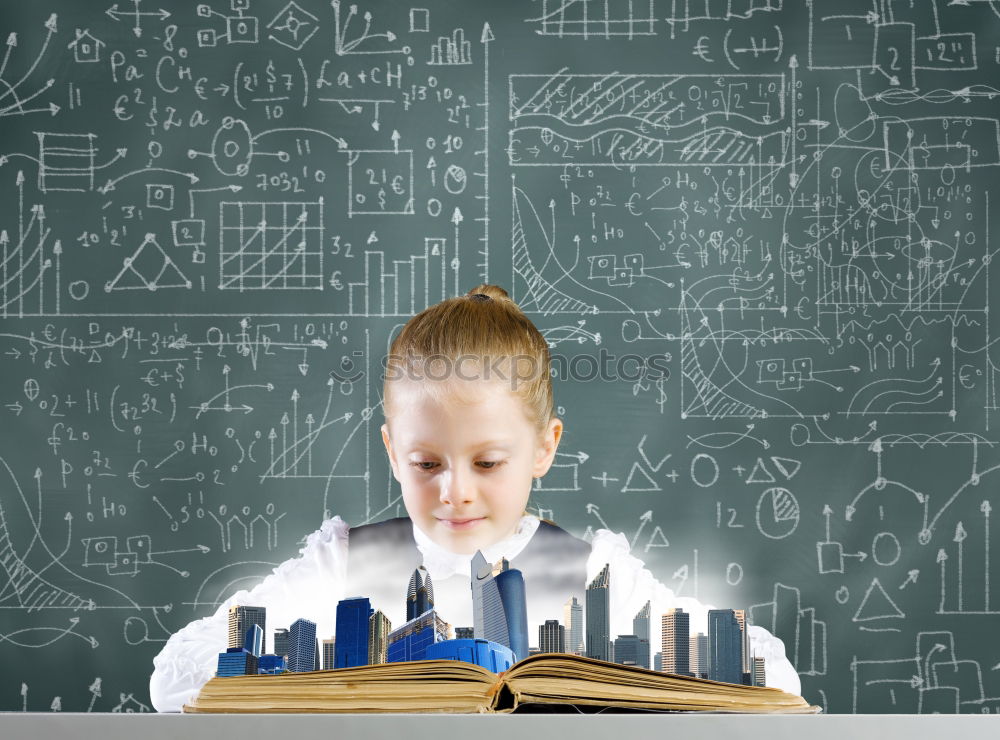 Image, Stock Photo boy is making science experiments in a laboratory