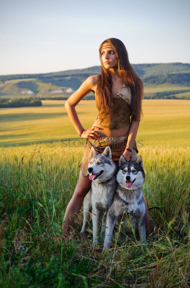 Similar – Image, Stock Photo Smiling woman with dog