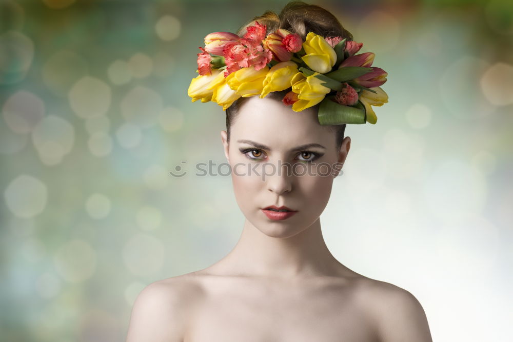 Similar – Image, Stock Photo Happy woman with red hair and yellow dress