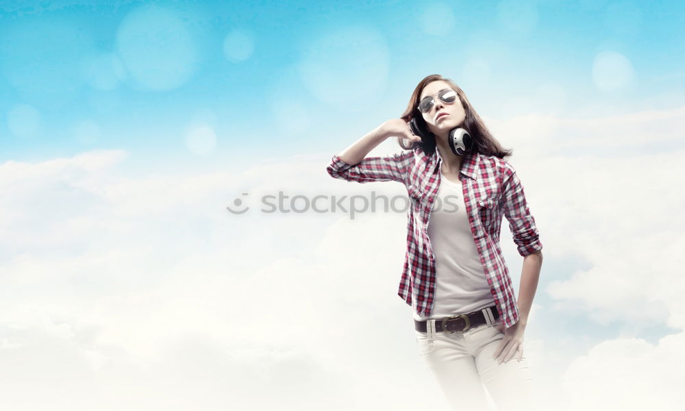 Similar – Image, Stock Photo Young woman breathing in a railway road