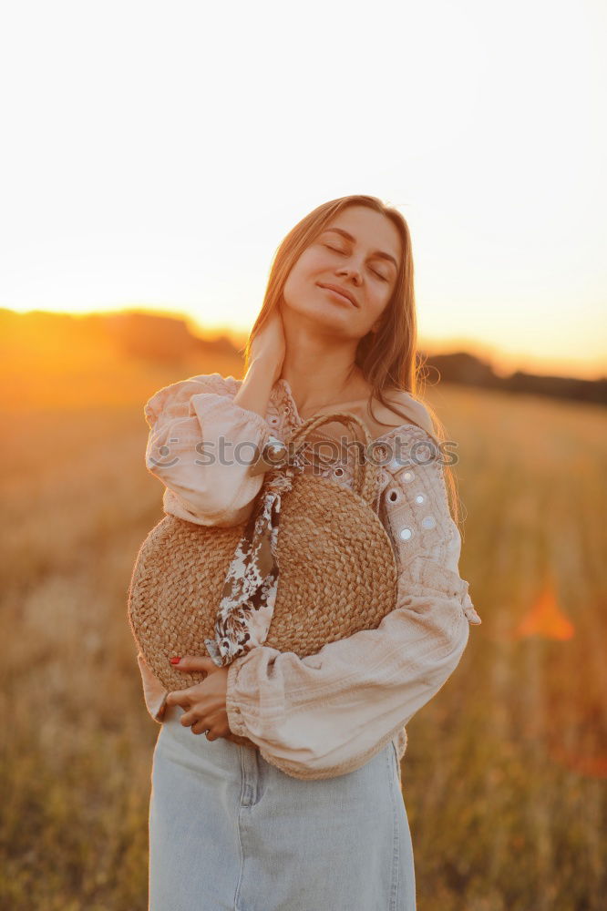 Similar – Image, Stock Photo Young beautiful woman in yellow dress taking pictures