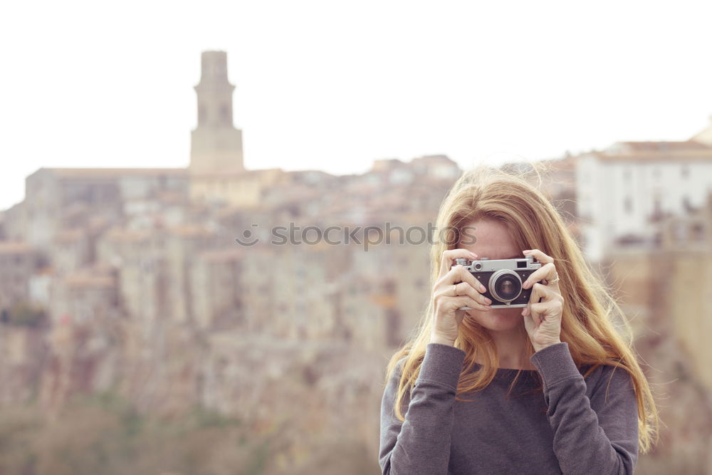 Similar – Portrait in the urban sunset