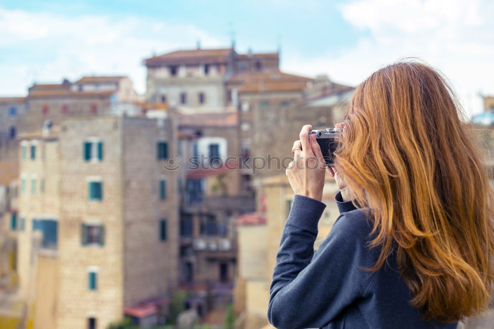 Similar – Image, Stock Photo Content model grimacing on balcony