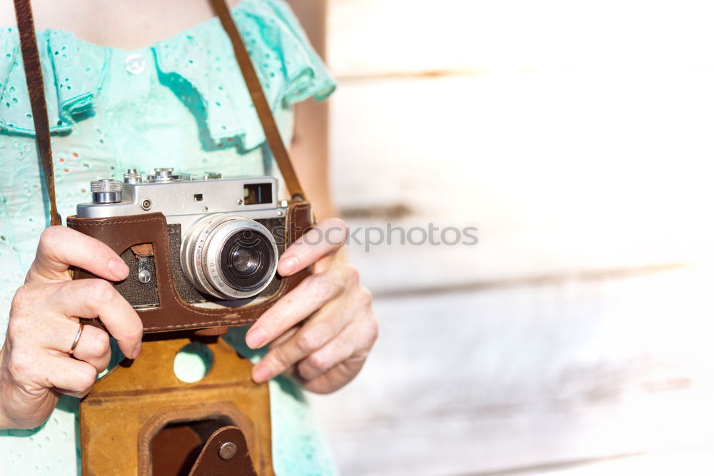 Similar – Image, Stock Photo shoes, notepad, camera, glasses on wooden desk