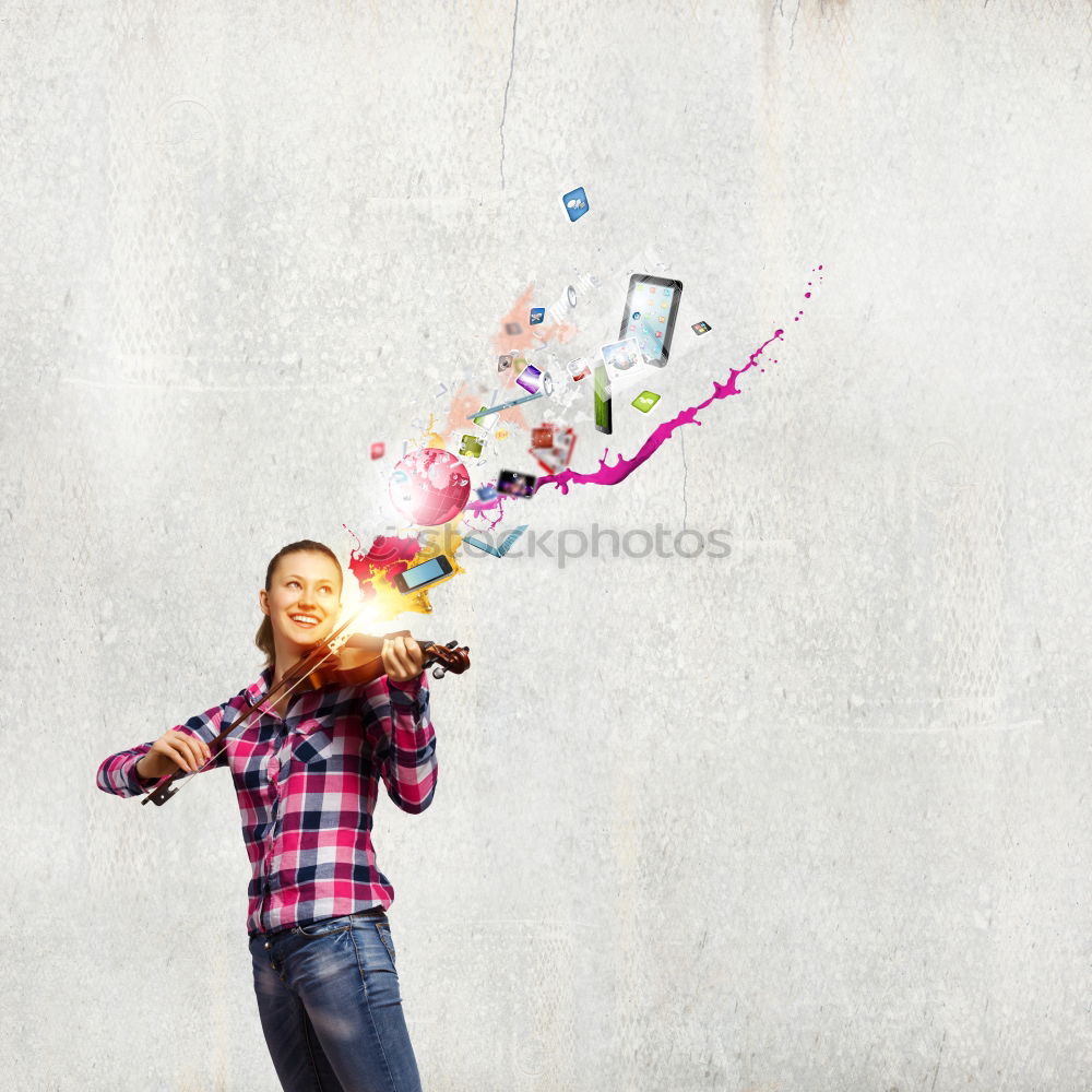 Similar – Image, Stock Photo A girl stretching arms and throwing Color powder