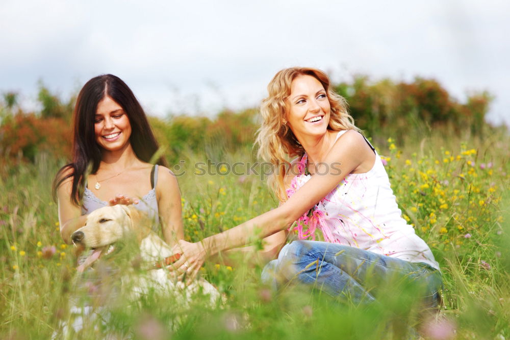 Similar – Beautiful women smiling and having fun and running.