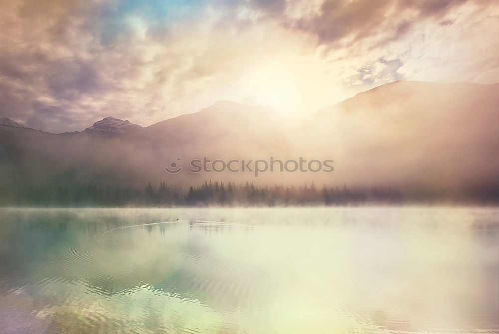 Similar – mountain range reflected in Barmsee lake, Germany