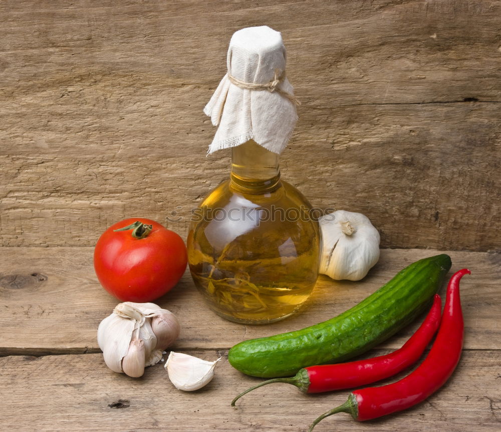 Similar – Image, Stock Photo Raw fettucce pasta, vegetables and olive oil