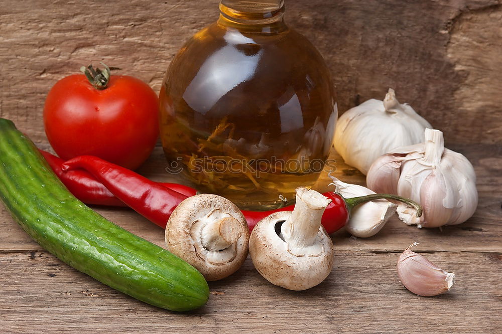 Image, Stock Photo Raw fettucce pasta, vegetables and olive oil