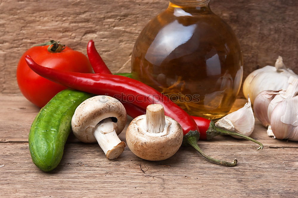 Similar – Image, Stock Photo Raw fettucce pasta, vegetables and olive oil