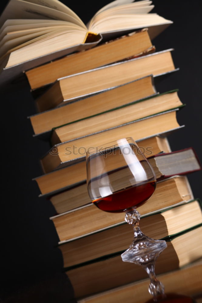 Similar – Image, Stock Photo A glass of red wine and an open book. Time for yourself.