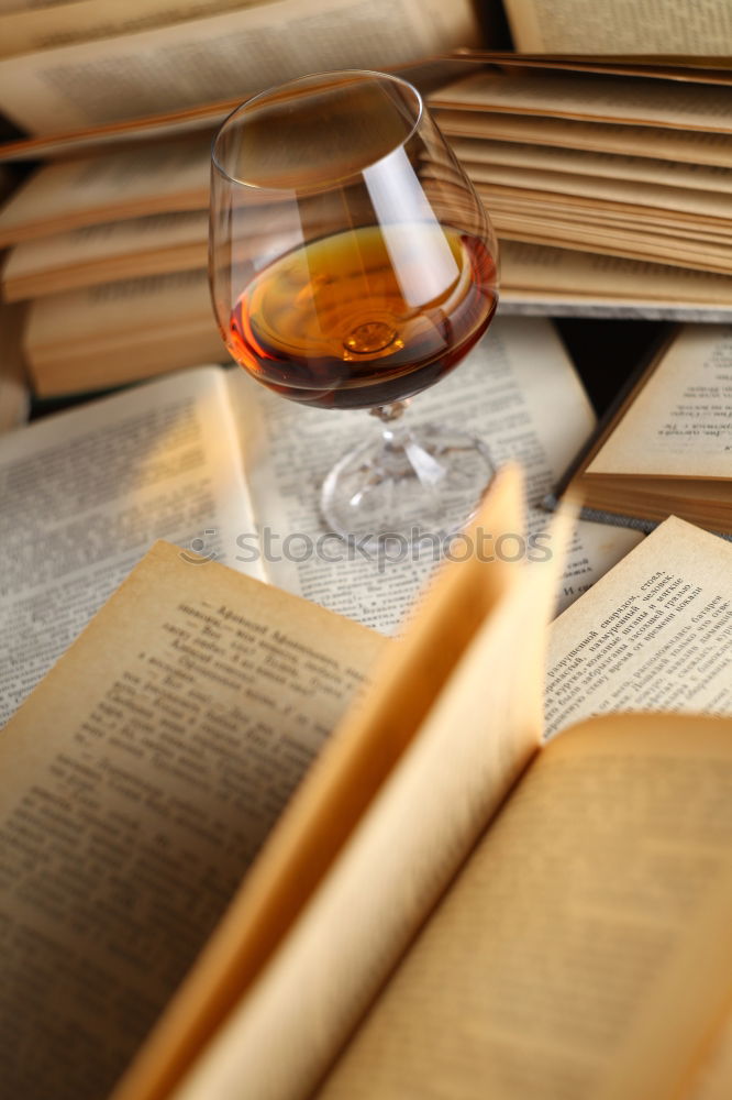 Similar – Image, Stock Photo A glass of red wine and an open book. Time for yourself.