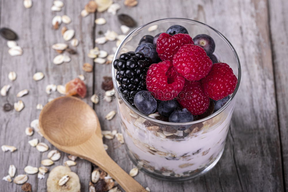 Similar – Chia yogurt with raspberries in a glass cup