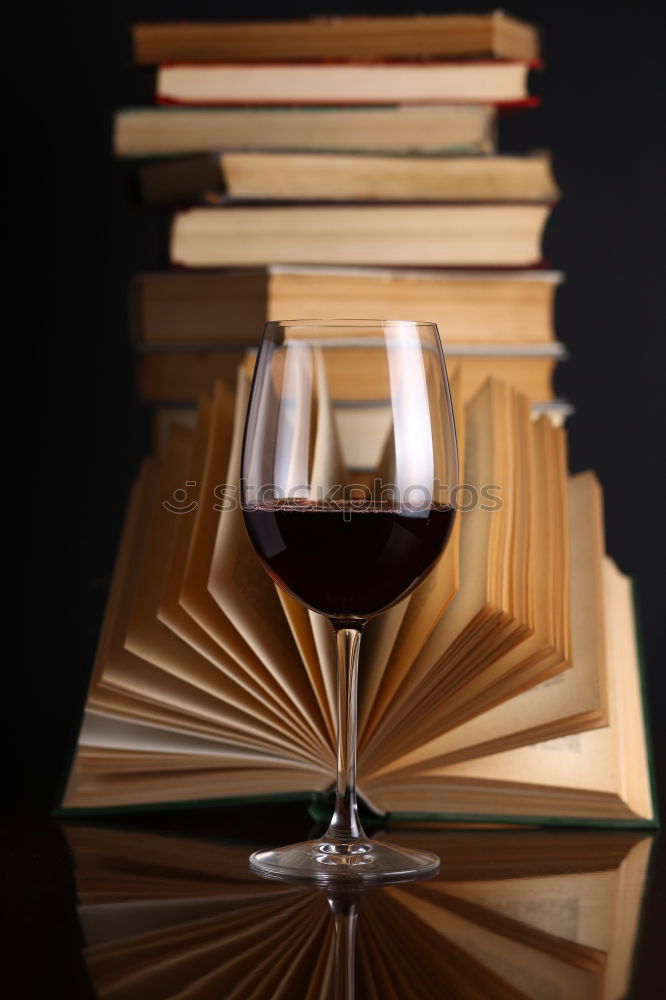 Similar – Image, Stock Photo A glass of red wine and an open book. Time for yourself.