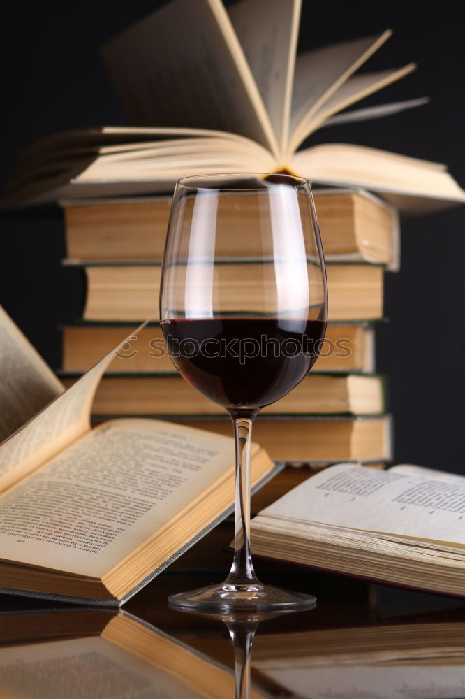 Similar – Image, Stock Photo A glass of red wine and an open book. Time for yourself.