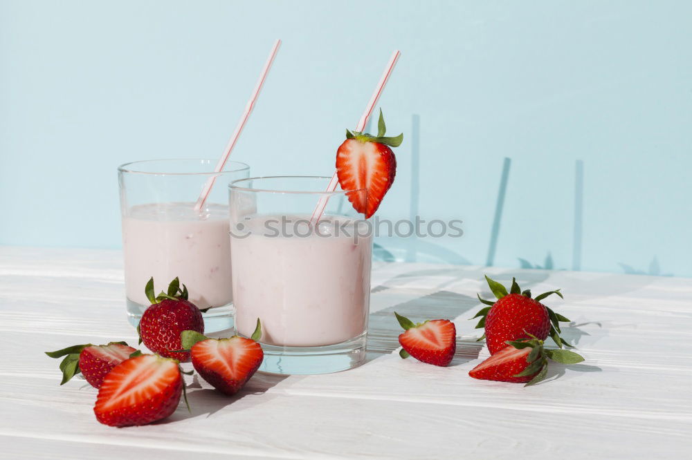 Similar – Image, Stock Photo Waffles, brownie and smoothie with red berries.
