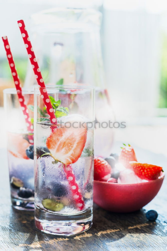 Similar – Image, Stock Photo Ice cubes and berries in bowl on the garden table