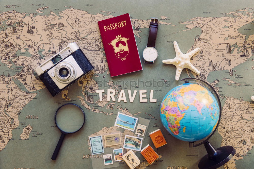 Similar – Image, Stock Photo compass and vintage map on the wooden desk