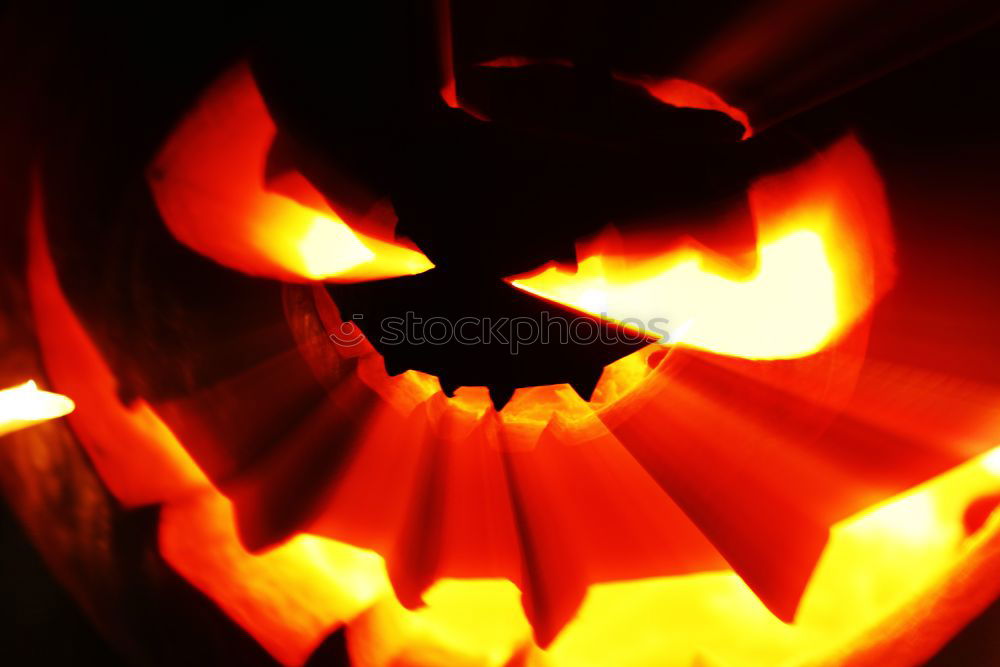 Similar – Creepy carved Halloween pumpkin burns in fire flames