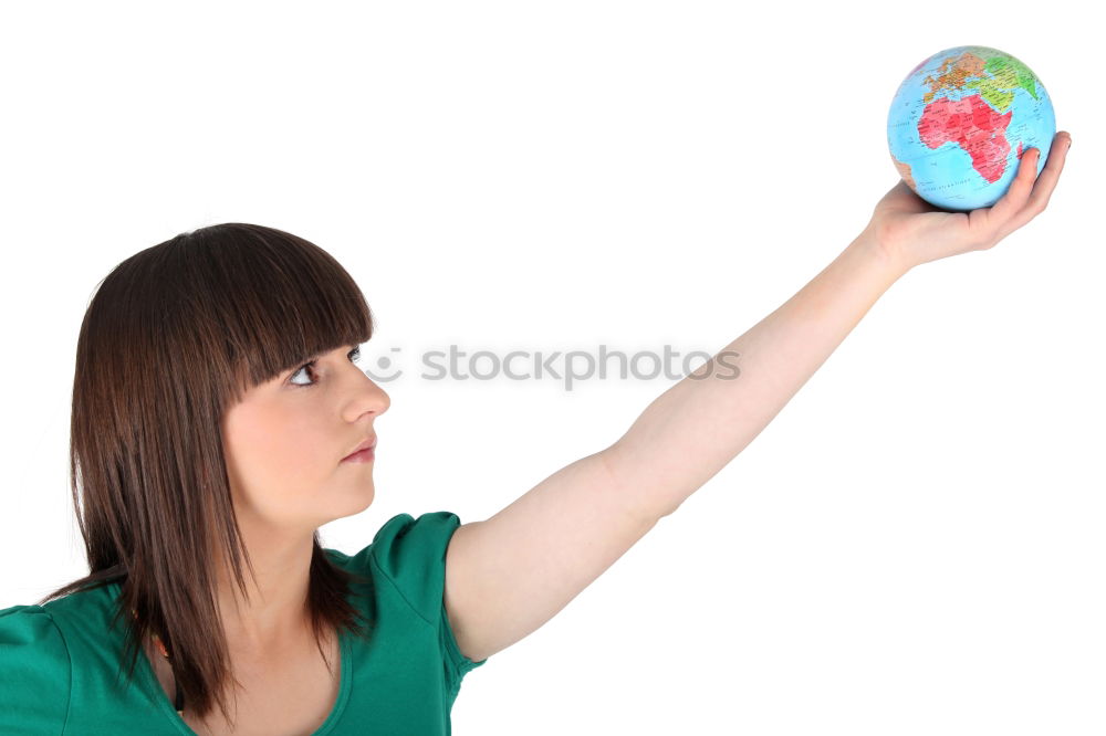 Similar – Image, Stock Photo Teenagers sitting by the map in classroom