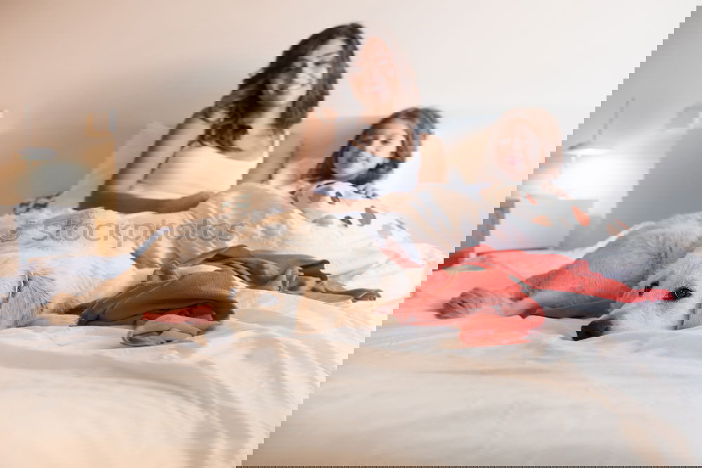 Similar – Image, Stock Photo happy kid girl waking up in the morning